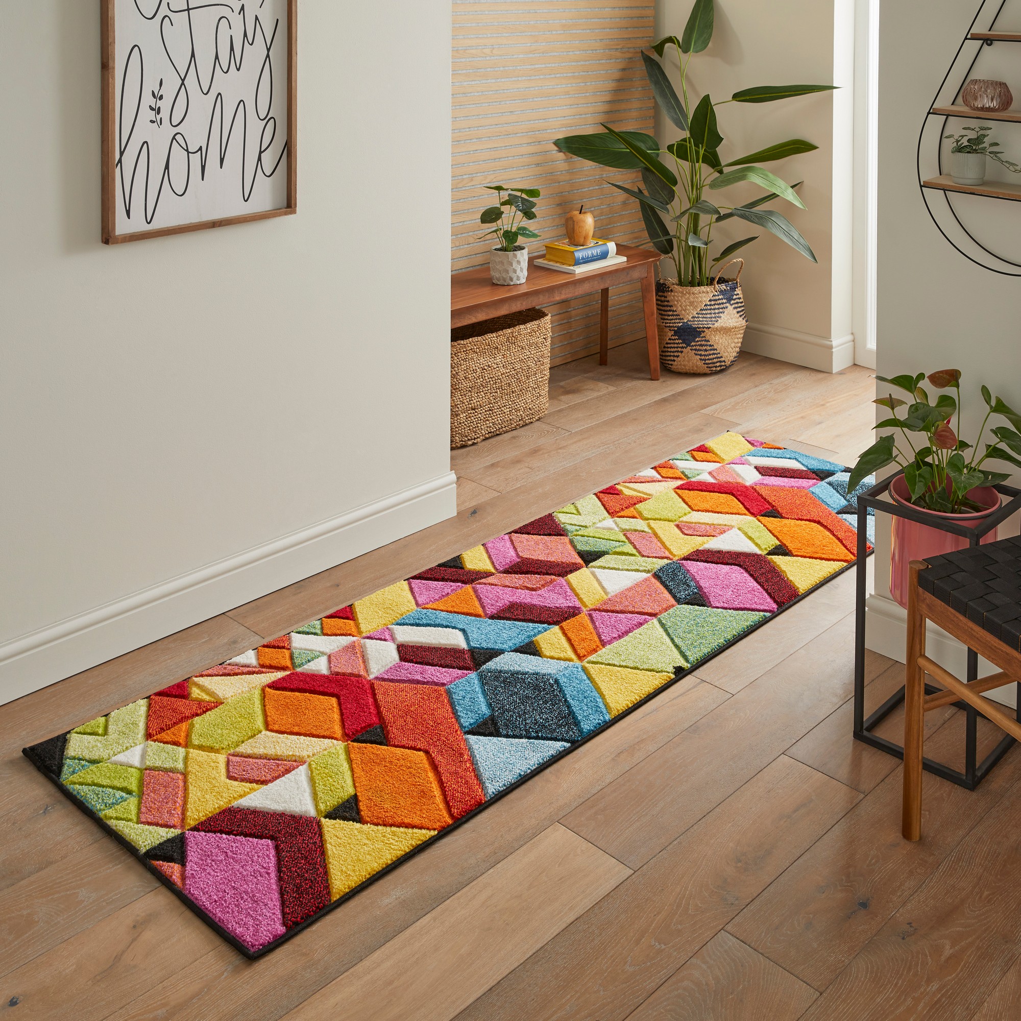 Viva Viv101 Geometric Runner Rug By Concept Looms In Multi